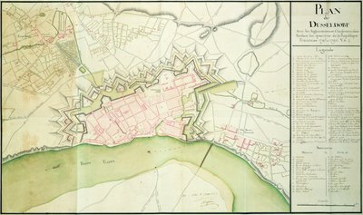 Map of Dusseldorf, 1797 by French School